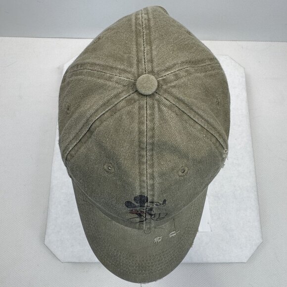 Disney Parks Mickey Mouse Hat Distressed Olive Green Baseball Cap Adjustable - Picture 6 of 10